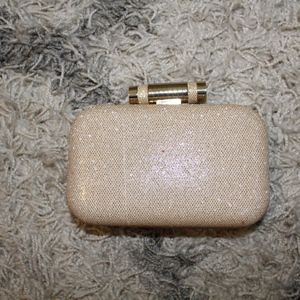 Kate Landry gold sparkle clutch